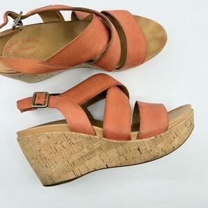 Kork-Ease Platform Adela Sandal Women‎ Sz 11 burnt orange Leather Wedge